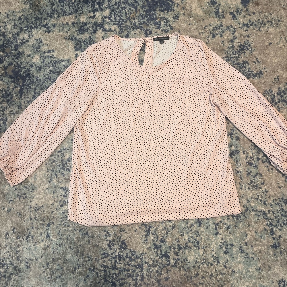 Adrianna Papell Pink Polka Dot Blouse - Size M